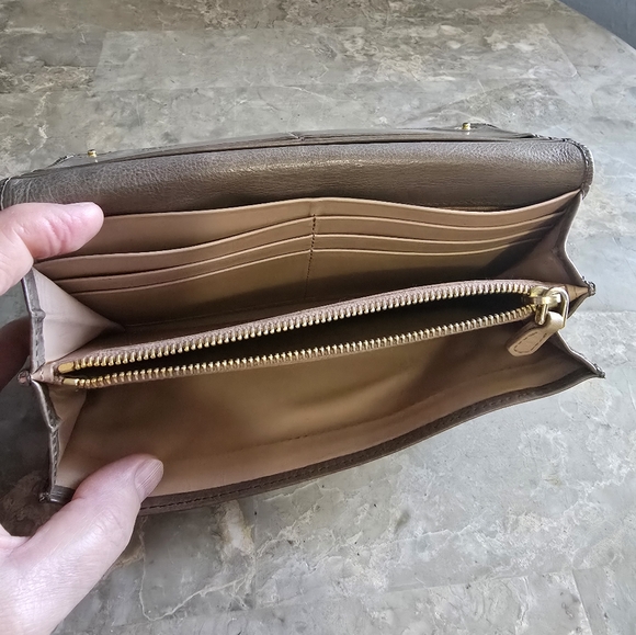 Prada Authentic Calf Skin Leather Ribbon Gray Brown Taupe Wallet - Picture 8 of 12